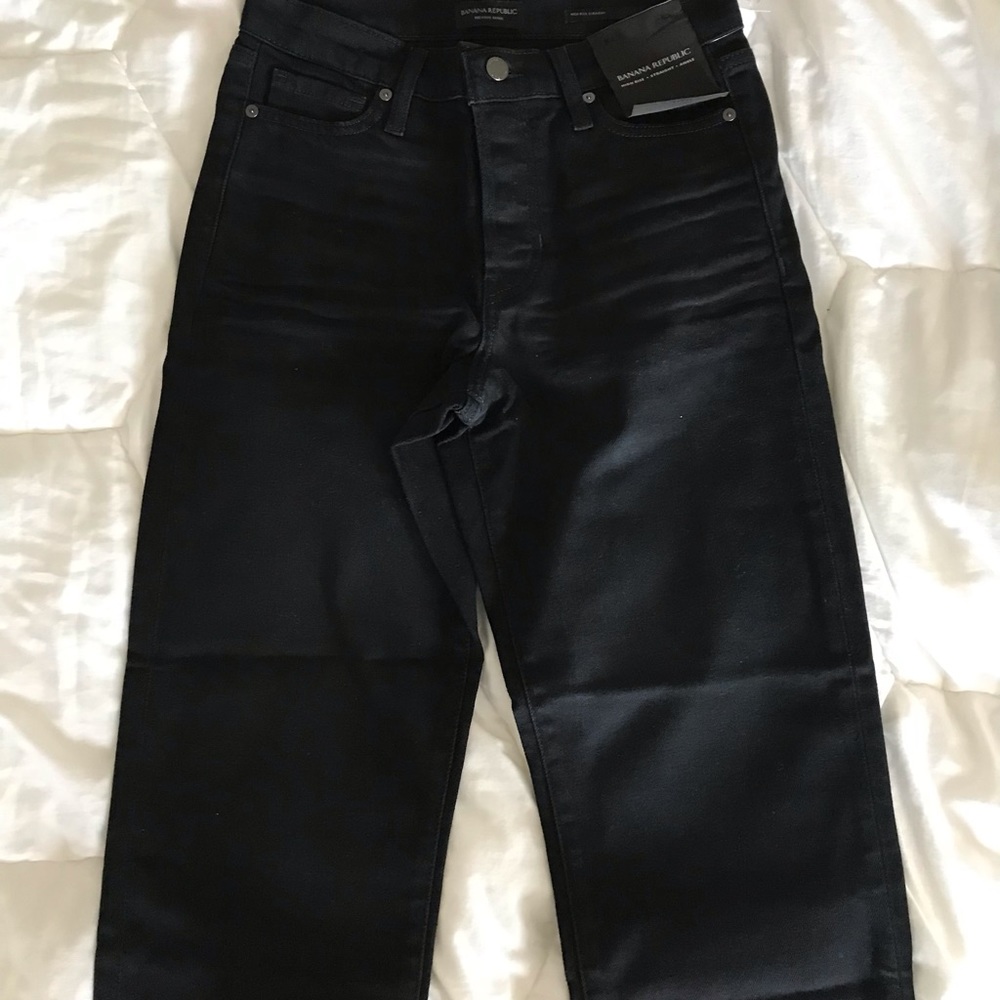 Banana Republic Black Denim Jeans size 27 -High Rise -Straight -Ankle